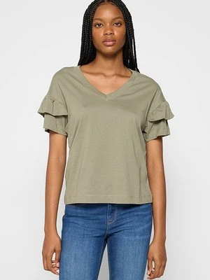 T-shirt basic Selected zielony