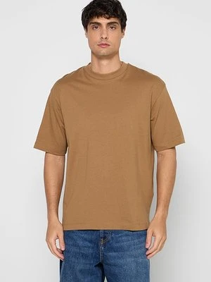 T-shirt basic Selected brązowy