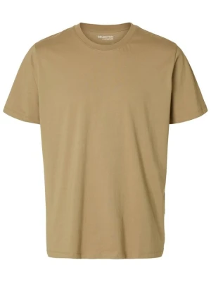 T-shirt basic Selected beżowy