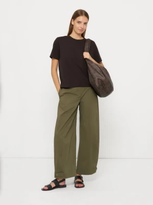 T-shirt basic Selected brązowy
