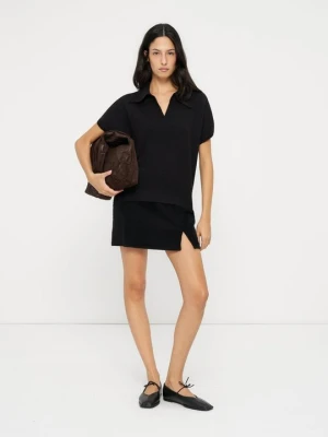 T-shirt basic Selected czarny