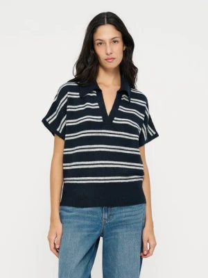 T-shirt basic Selected granatowy