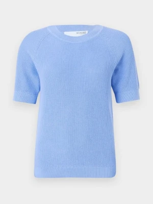 T-shirt basic Selected niebieski