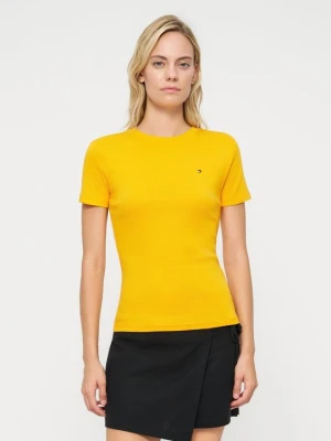T-shirt basic Tommy Hilfiger musztardowy