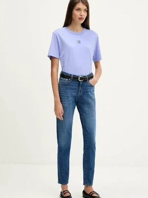 T-shirt basic Tommy Jeans liliowy