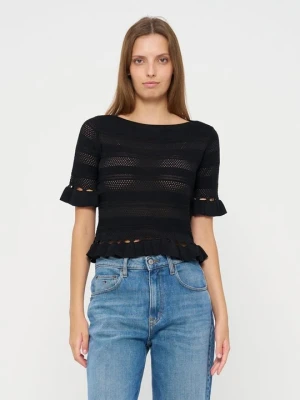 T-shirt basic TWINSET antracytowy melanż
