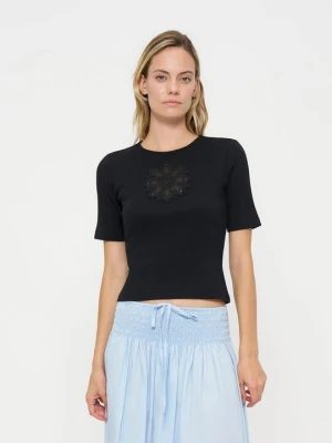 T-shirt basic TWINSET antracytowy melanż