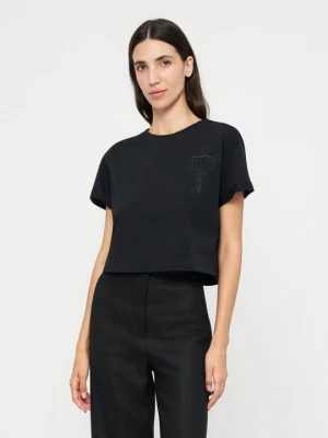 T-shirt basic TWINSET antracytowy melanż