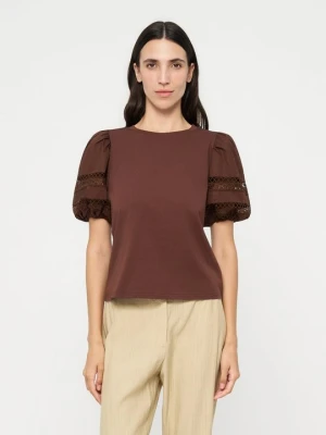 T-shirt basic TWINSET brązowy