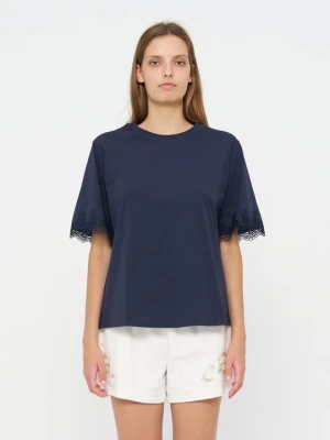 T-shirt basic TWINSET granatowy