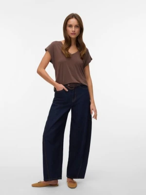 T-shirt basic Vero Moda brązowy