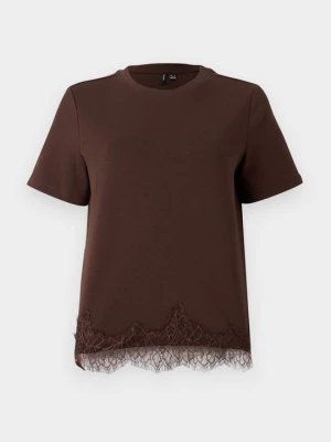 T-shirt z nadrukiem Vero Moda brązowy