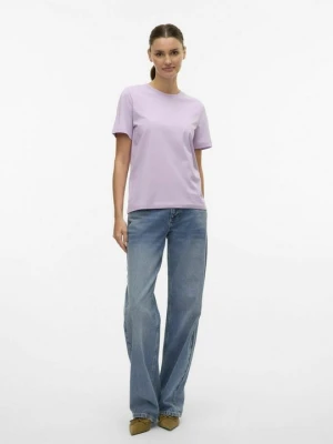T-shirt basic Vero Moda liliowy melanż