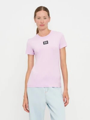 T-shirt basic Versace Jeans Couture liliowy