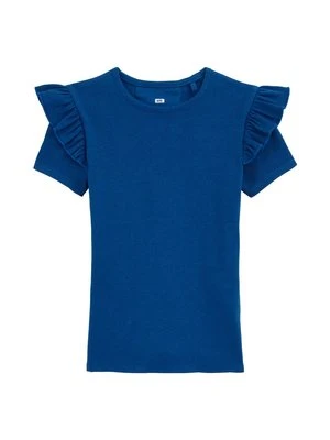 T-shirt basic WE Fashion granatowy melanż