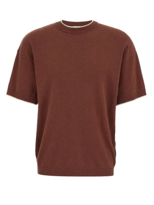 T-shirt basic WE Fashion brązowy