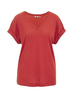 T-shirt basic WE Fashion czerwony melanż