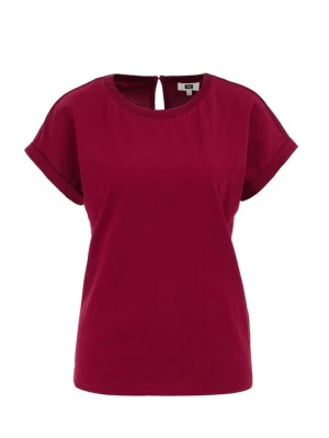 T-shirt basic WE Fashion czerwony melanż