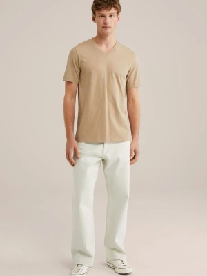 T-shirt basic WE Fashion jasny brąz