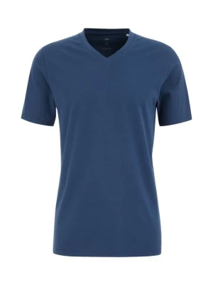 T-shirt basic WE Fashion niebieski denim