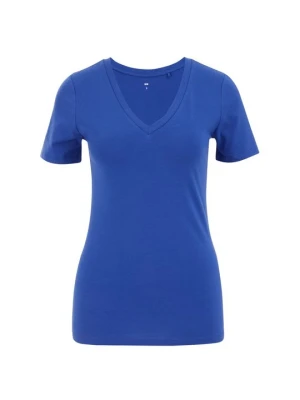 T-shirt basic WE Fashion niebieski denim