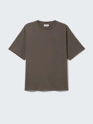 T-shirt basic Weekday brązowy