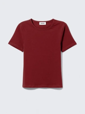 T-shirt basic Weekday ciemnoczerwony melanż