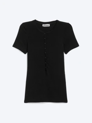 T-shirt basic Weekday czarny
