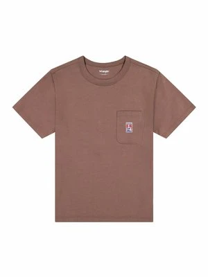 T-shirt basic Wrangler ciemnobrązowy