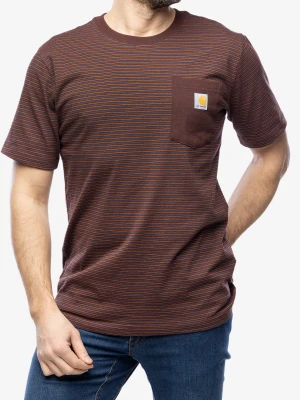 T shirt bawełniany Cartartt Relaxed S/S Pocket Stripe T-Shirt - port stripe Carhartt