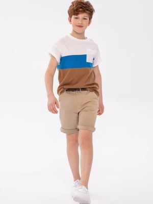 T-shirt bawełniany chłopięcy w paski Minoti