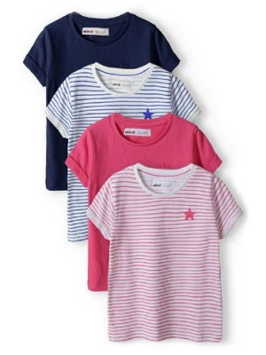 T-shirt bawełniany dla dziewczynki 4-pak w paski Minoti