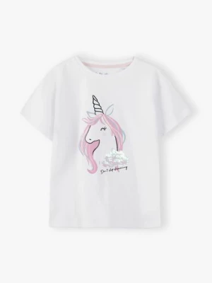 T-shirt bawełniany dla dziewczynki z jednorożcem 5.10.15.