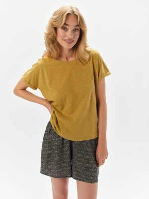 T-shirt bawełniany w kolorze khaki Top Secret