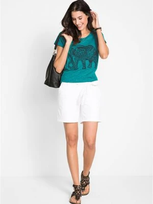 T-shirt bawełniany z nadrukiem z przodu, krótki rękaw bonprix