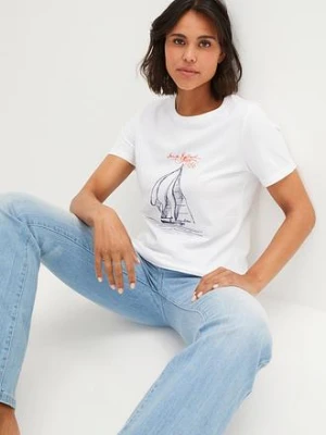 Zdjęcie produktu T-shirt bawełniany z rozcięciem z boku i nadrukiem bonprix