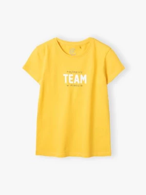 T-shirt bawełniany żółty z napisem - Najlepszy team w mieście Family Concept by 5.10.15.