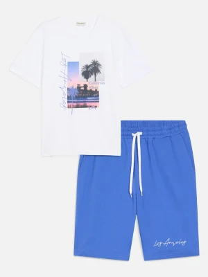 T-shirt + bermudy dresowe (2 części) BonPrix biały