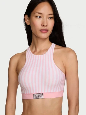T-shirt Biustonosz bawełniany braletka z logo Shine Patch Victoria's Secret Z nadrukiem