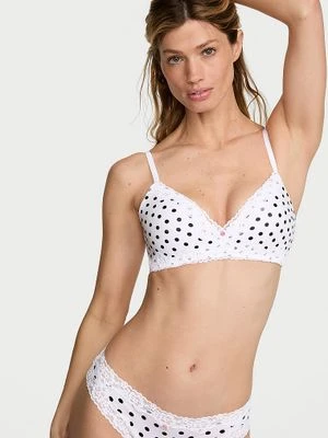 T-shirt Biustonosz lekko usztywniany bawełniany bez fiszbin Lace-Trim Victoria's Secret