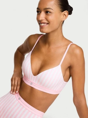 T-shirt Biustonosz lekko usztywniany bawełniany bez fiszbin Signature Shine Victoria's Secret Z nadrukiem