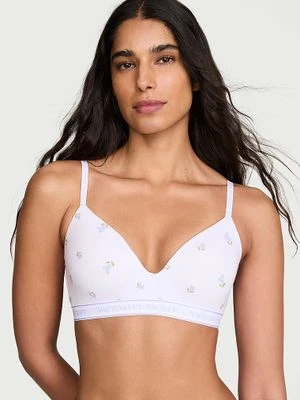 T-shirt Biustonosz lekko usztywniany bawełniany bez fiszbin z haftem Victoria's Secret