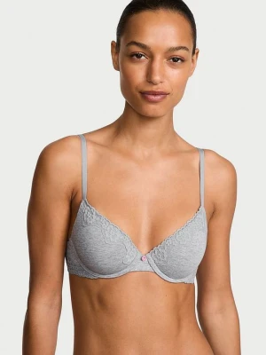 T-shirt Biustonosz lekko usztywniany bawełniany Demi Victoria's Secret Szary