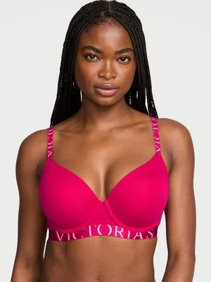 T-shirt Biustonosz lekko usztywniany bawełniany Exploded Logo Demi Victoria's Secret Różowy