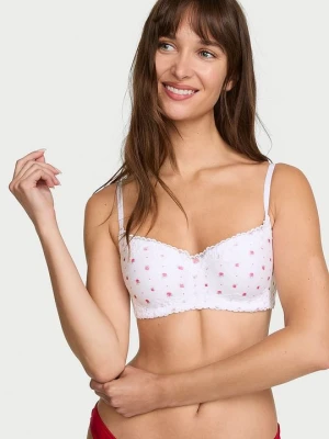 T-shirt Biustonosz lekko usztywniany bawełniany Lace-Trim Victoria's Secret
