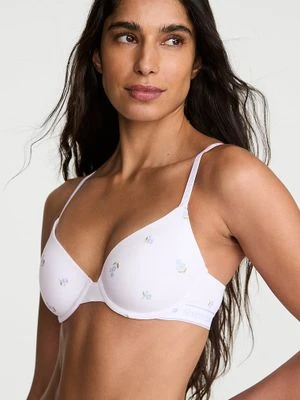T-shirt Biustonosz lekko usztywniany bawełniany z haftem Demi Victoria's Secret