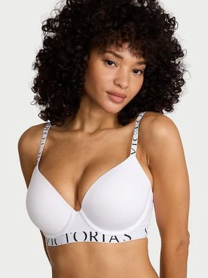 T-shirt Biustonosz push-up bawełniany Perfect Shape Exploded Logo Victoria's Secret Biały