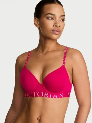 T-shirt Biustonosz push-up bawełniany Perfect Shape Exploded Logo Victoria's Secret Różowy