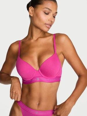 T-shirt Biustonosz push-up bawełniany Perfect Shape Signature Shine Victoria's Secret Różowy