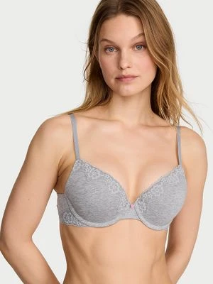 T-shirt Biustonosz push-up bawełniany Perfect Shape Victoria's Secret Szary